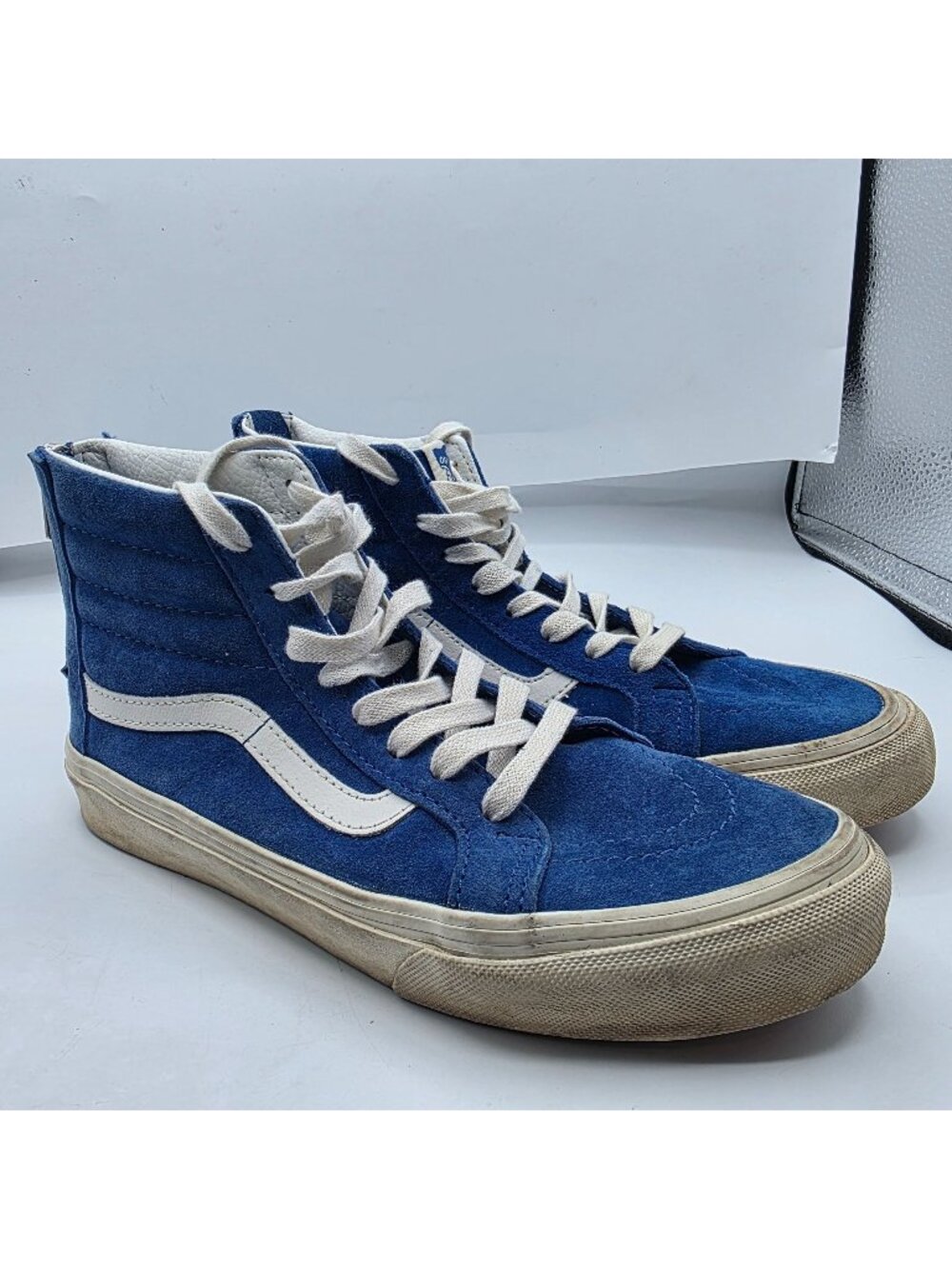 Vans Sk8-Hi Mens 5.5 Blue White Hi Top Skateboarding Shoes Scotchgard Skate